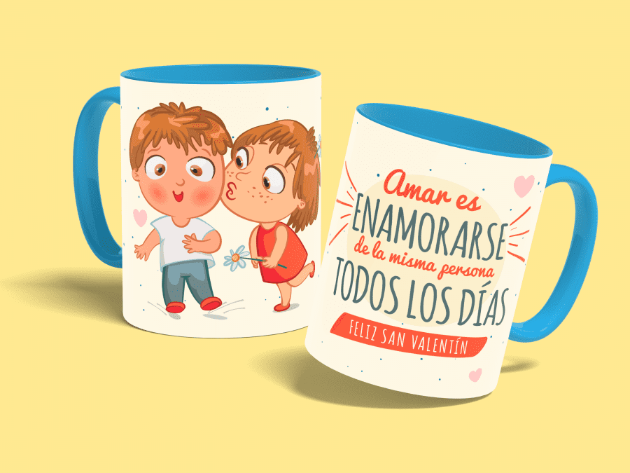 enamorarse todos los dias-taza azul claro-con fondo