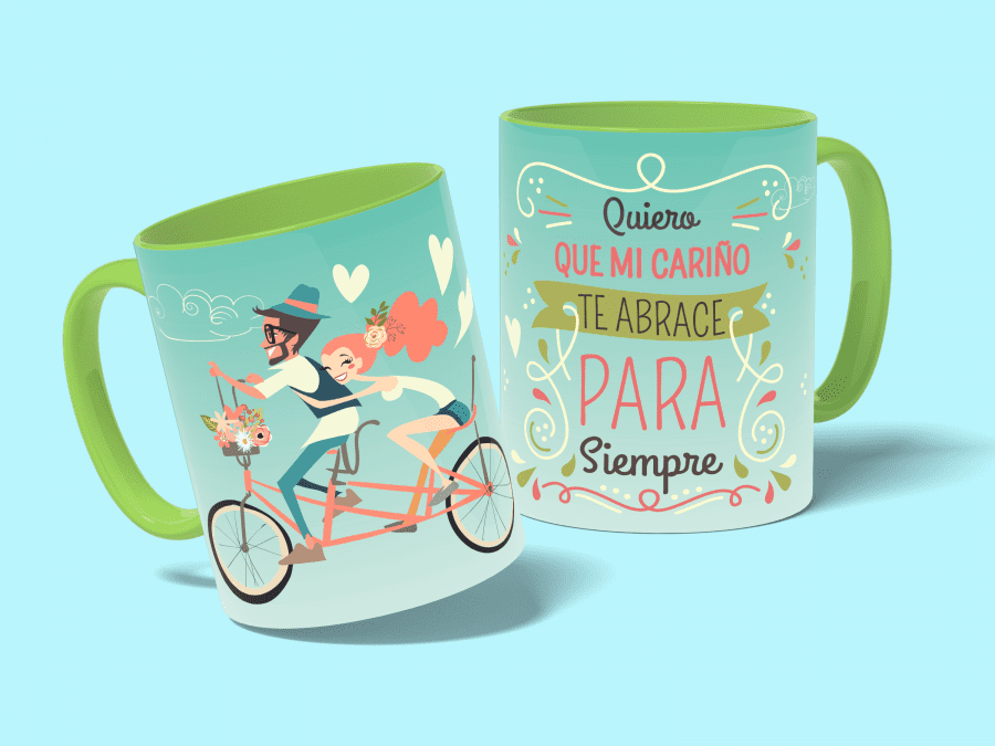 quiero que te abrace-taza verde-con fondo