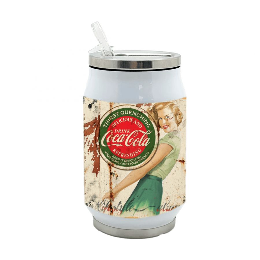 Lata coca-cola retro fondo blanco